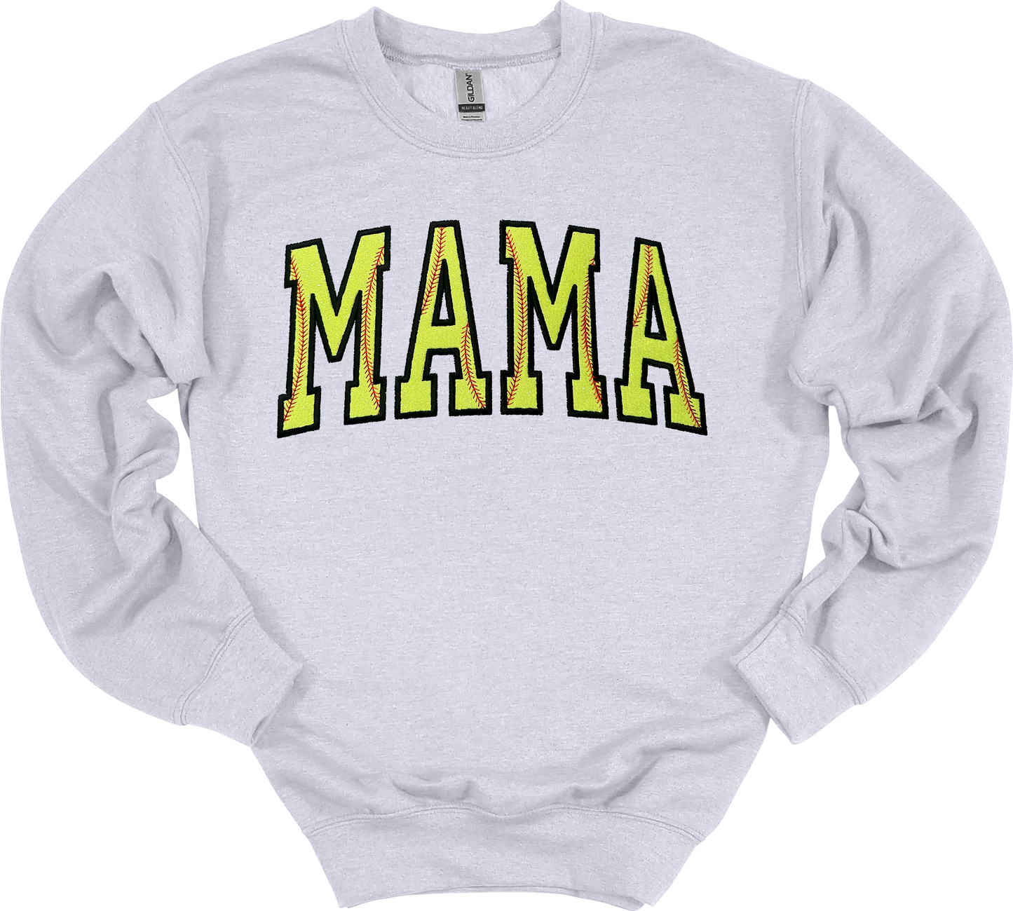 MAMA Softball Glitter Appliqué Embroider Crewneck Sweater