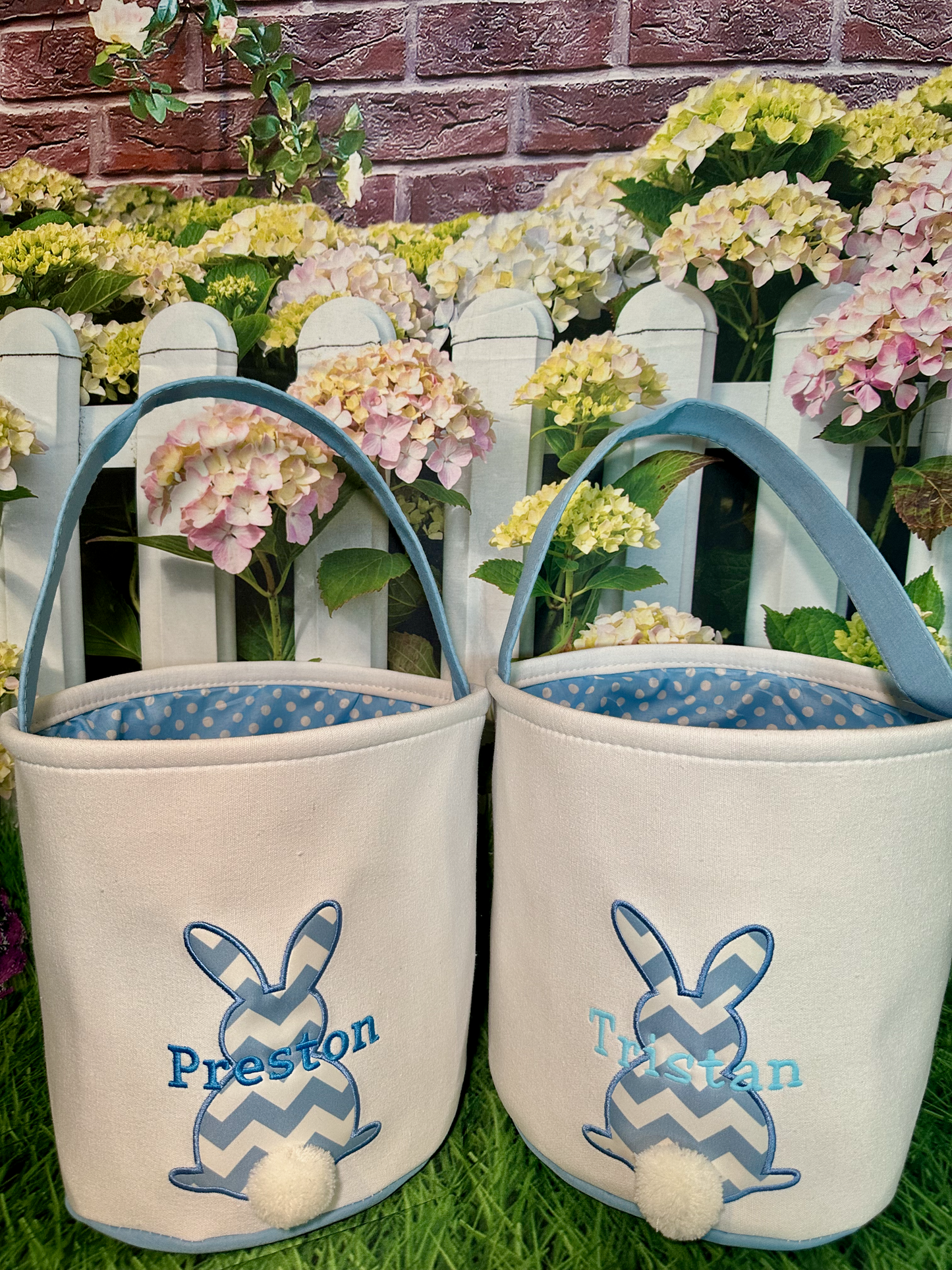 Custom Embroidered Canvas Chevron Easter Basket
