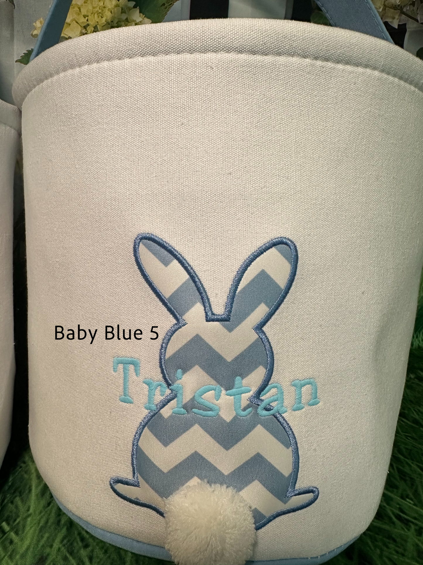 Custom Embroidered Canvas Chevron Easter Basket