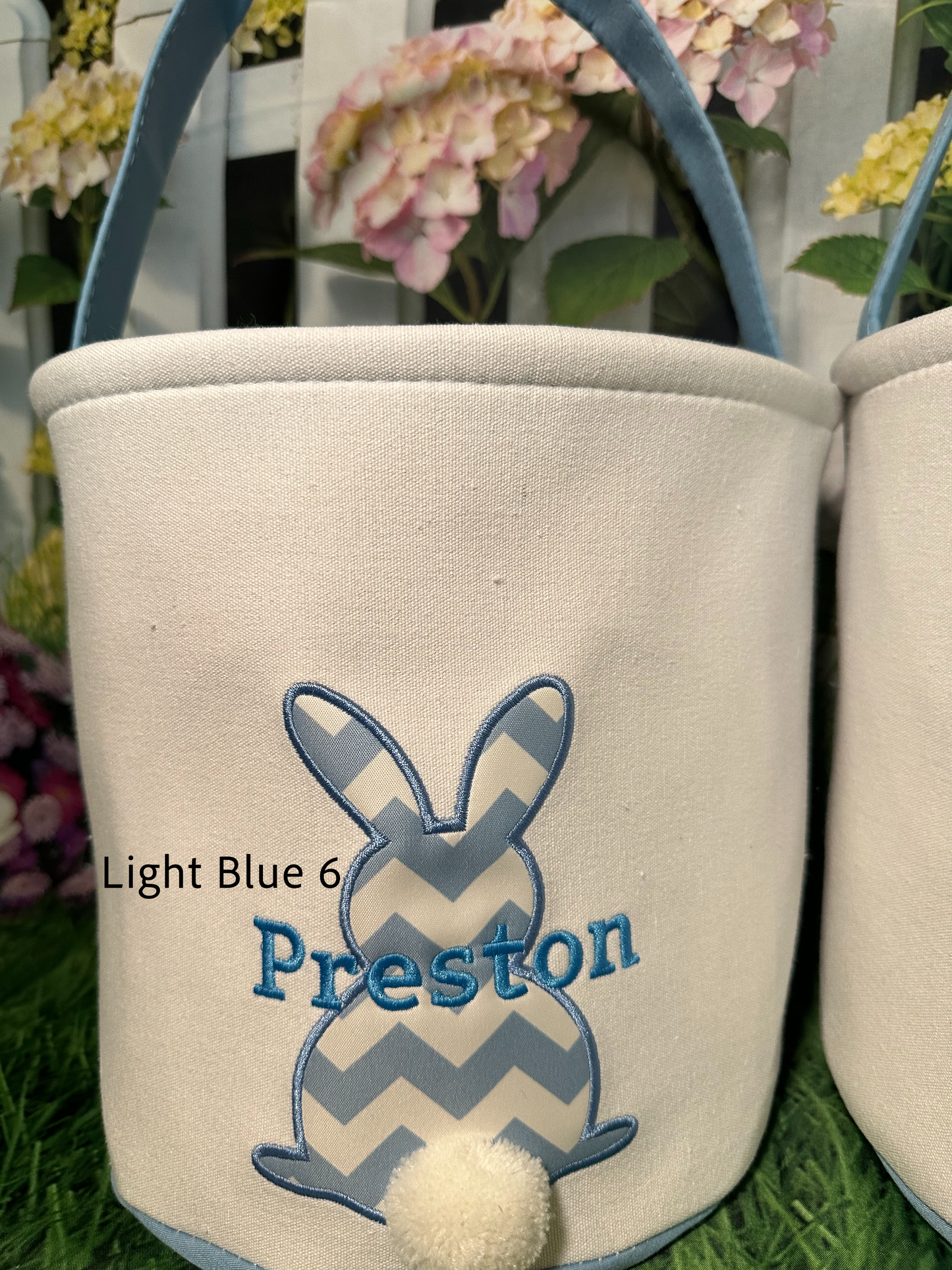 Custom Embroidered Canvas Chevron Easter Basket