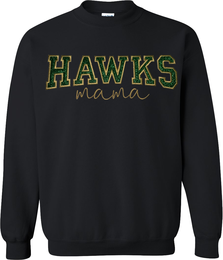 HAWKS MAMA glitter applique sweater
