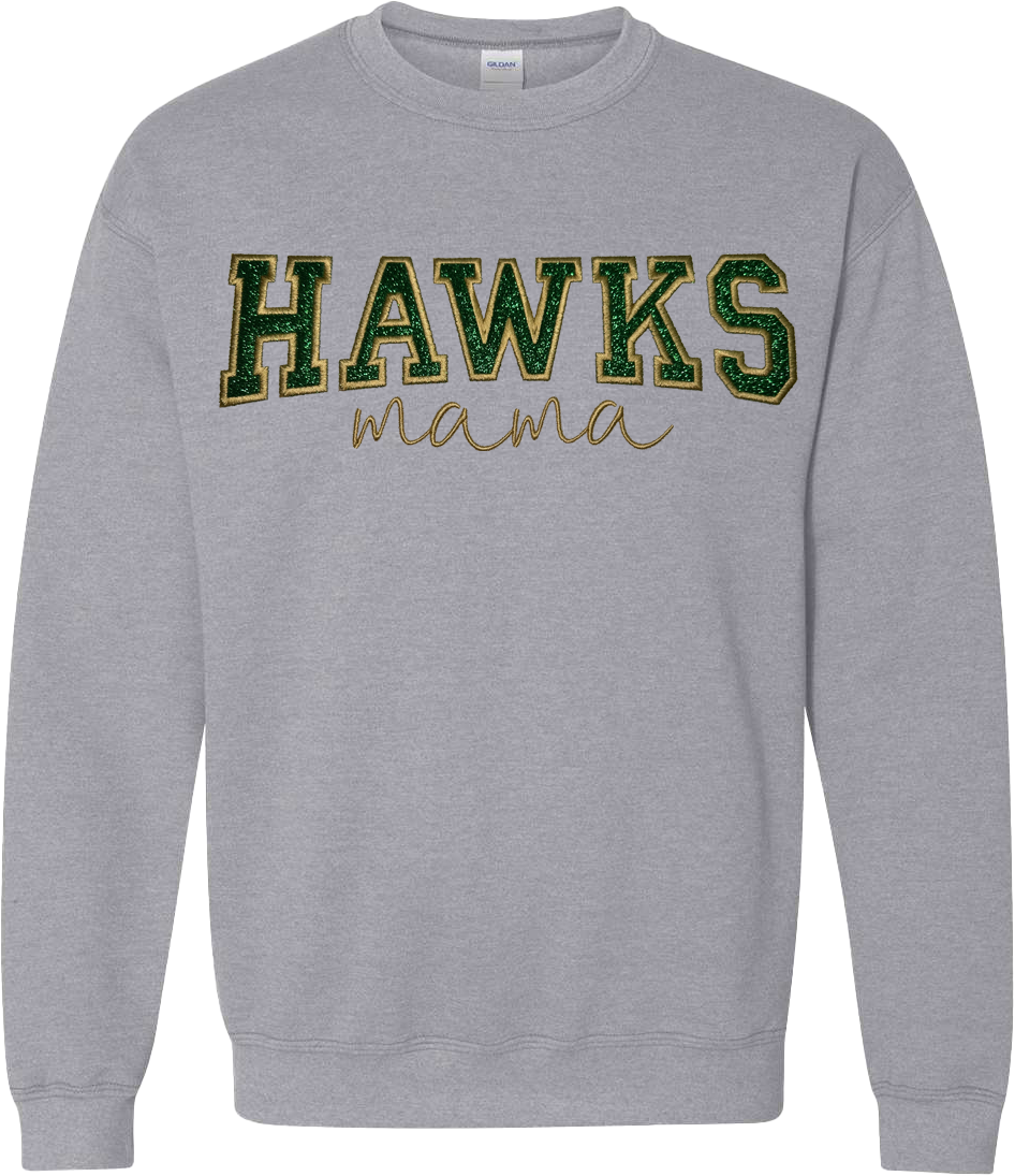 HAWKS MAMA glitter applique sweater