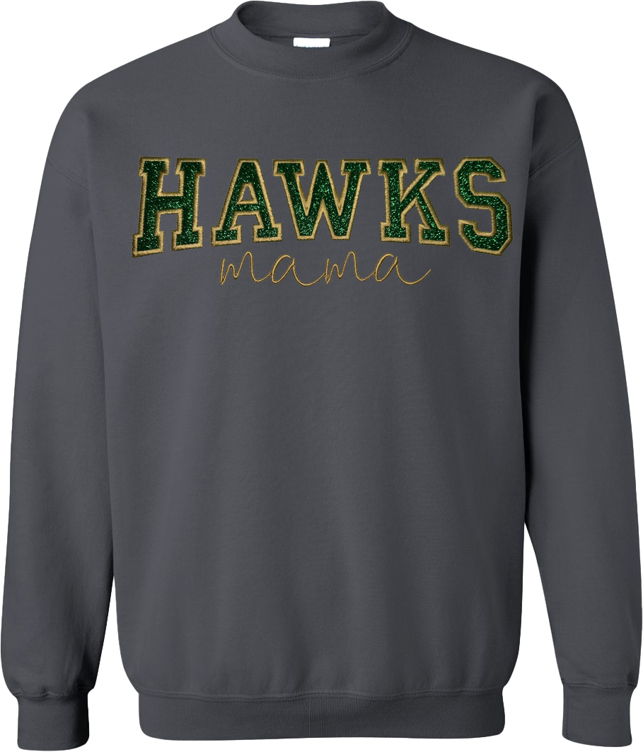 HAWKS MAMA glitter applique sweater