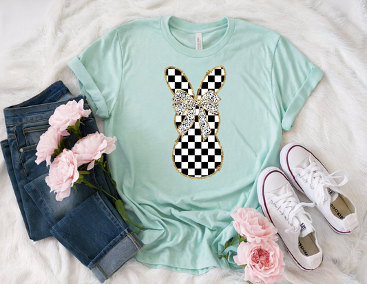 Checkered Gold Bunny Youth Shirt
