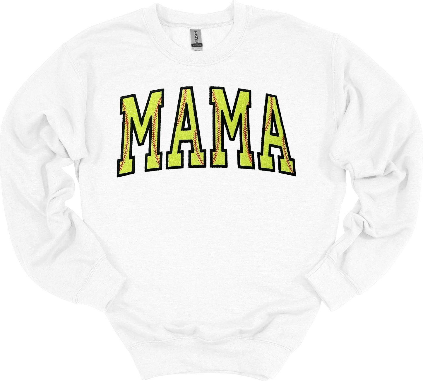 MAMA Softball Glitter Appliqué Embroider Crewneck Sweater