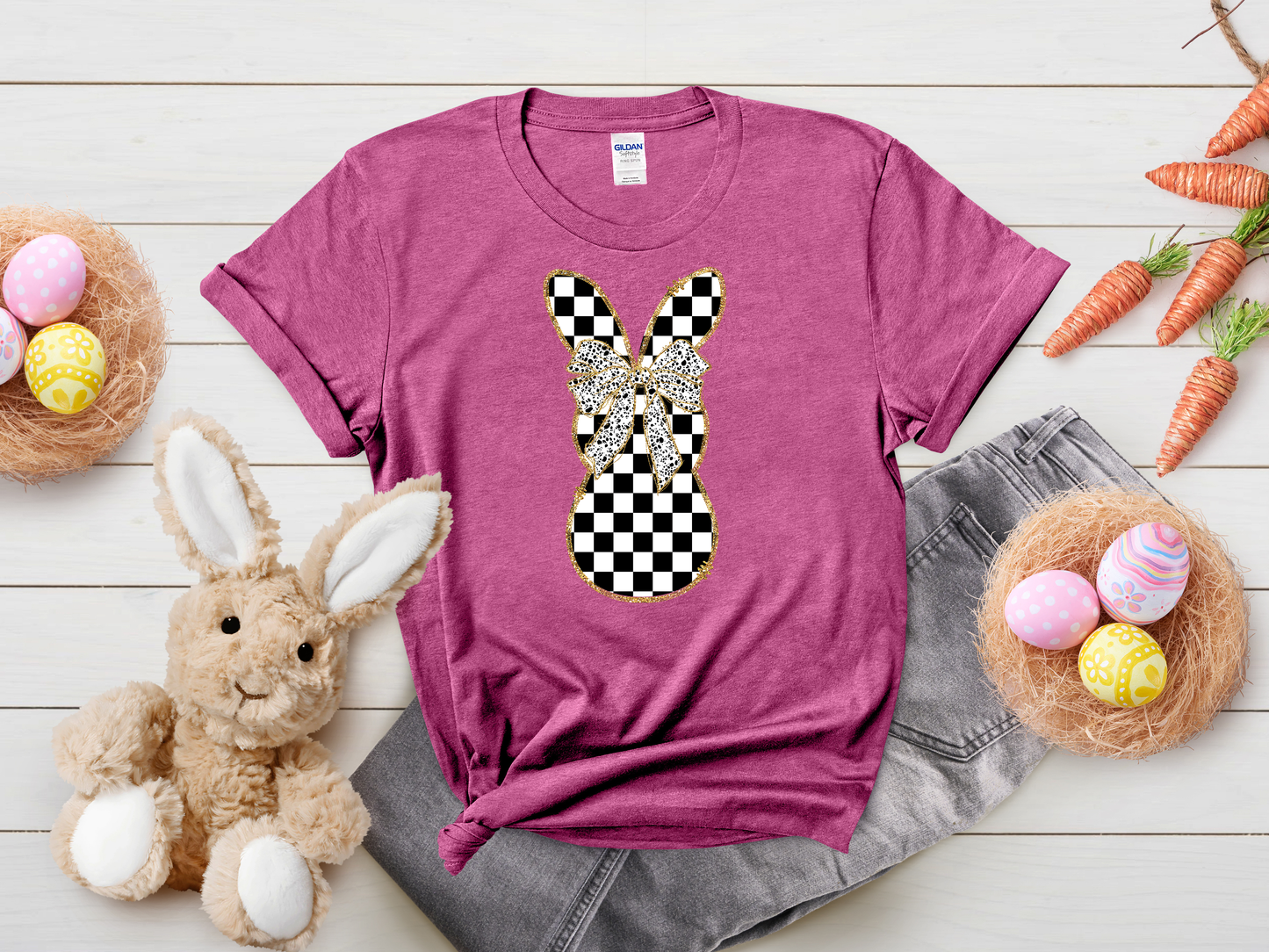 Checkered Gold Bunny Shirt