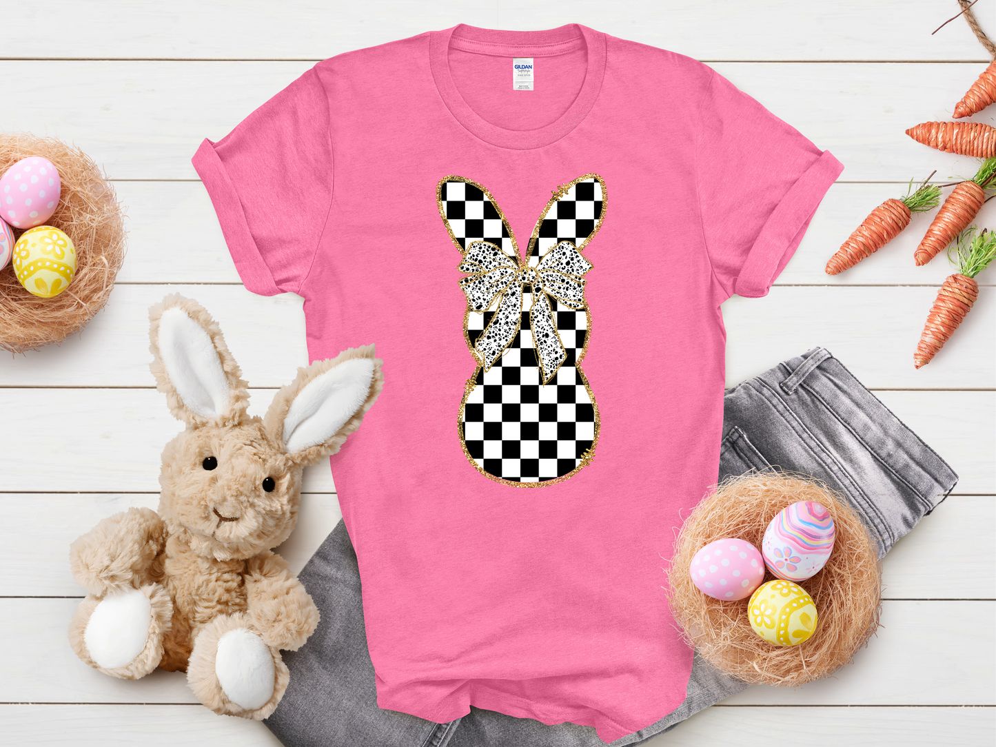 Checkered Gold Bunny Shirt