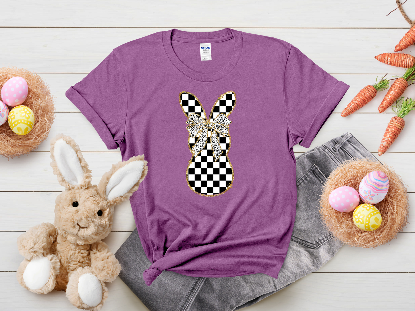 Checkered Gold Bunny Shirt