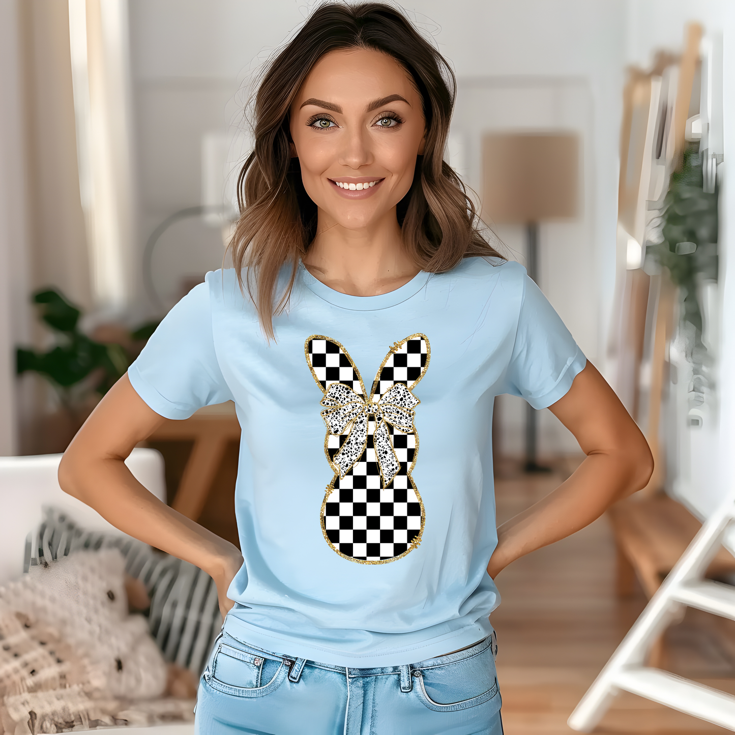 Checkered Gold Bunny Shirt