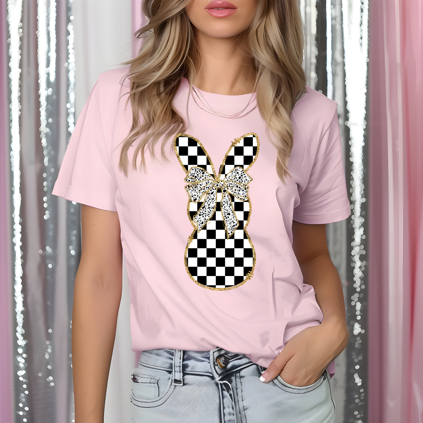 Checkered Gold Bunny Shirt