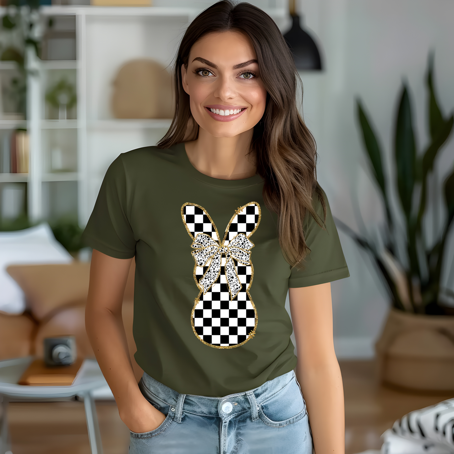 Checkered Gold Bunny Shirt