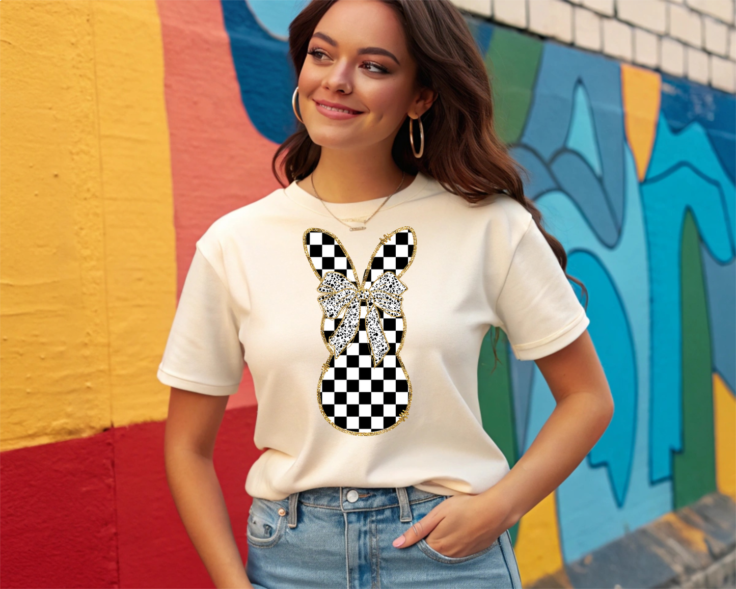 Checkered Gold Bunny Shirt