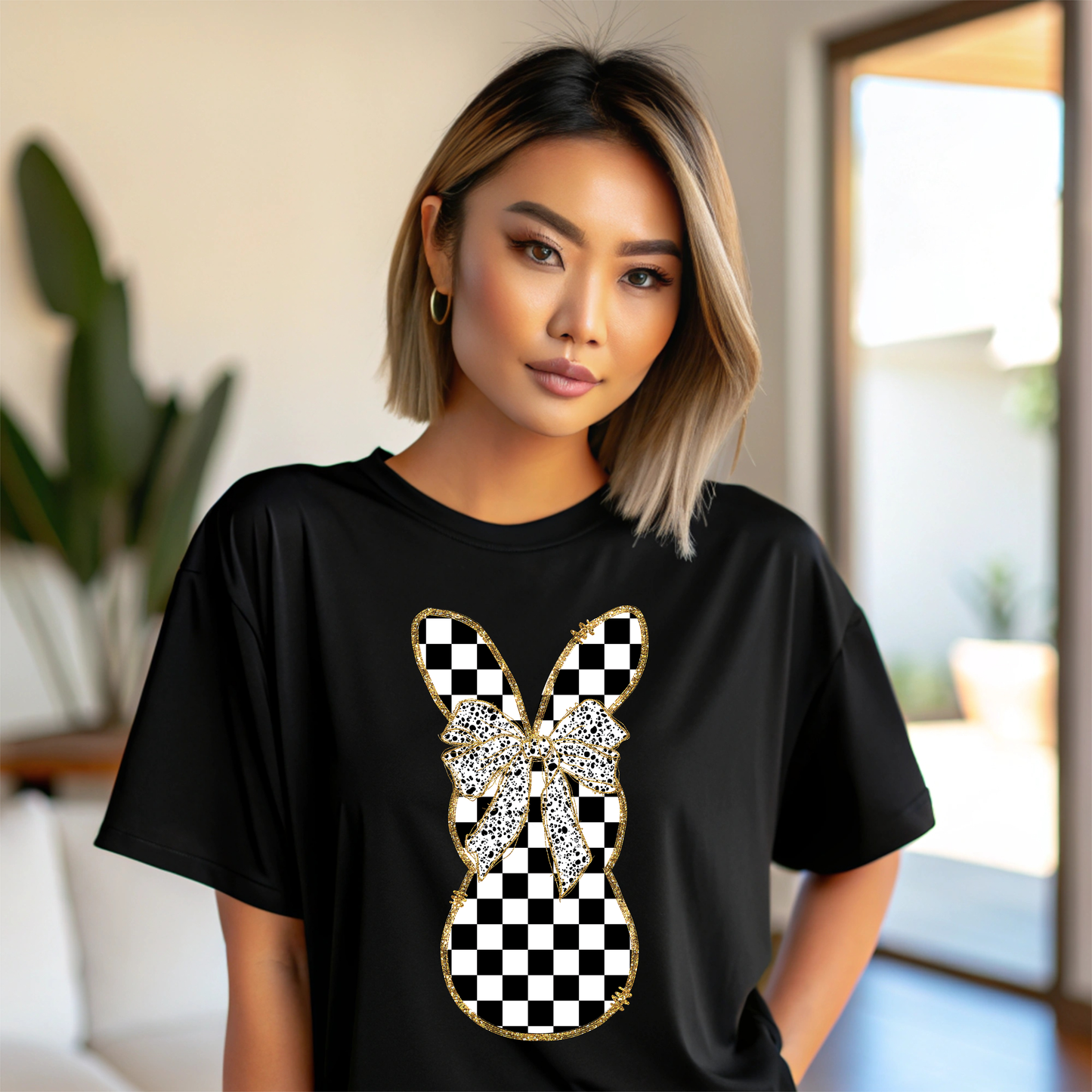 Checkered Gold Bunny Shirt